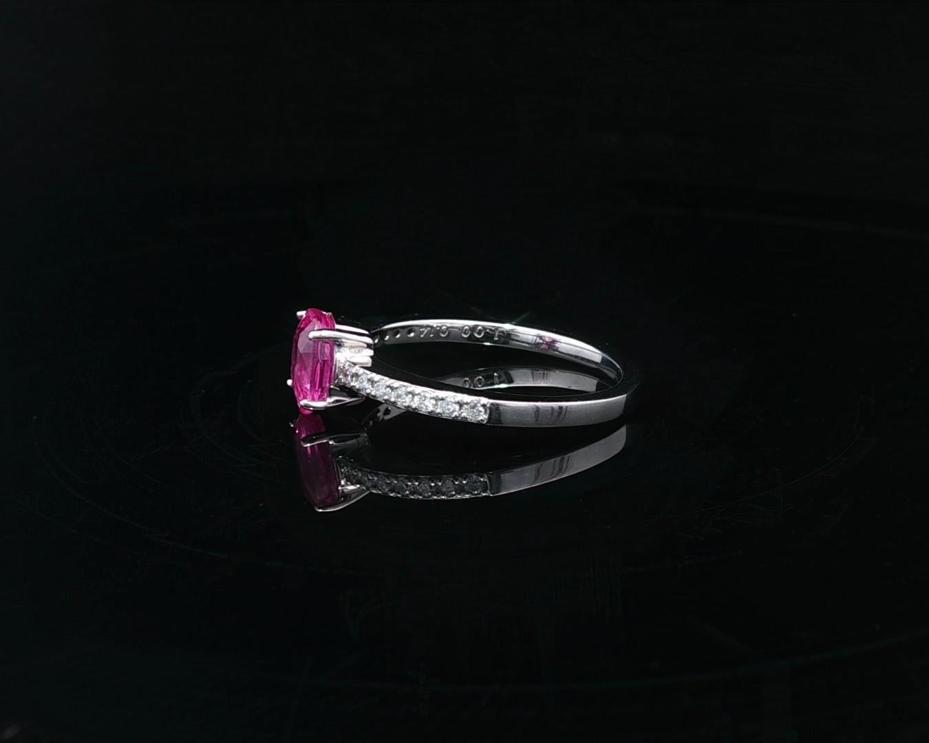 De las mujeres Nueva Alianza de Platino GIA 1.14ctw Zafiro Rosa Ovalado Diamante de Compromiso en venta