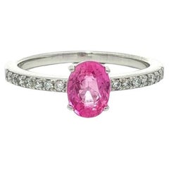 New Platinum GIA 1.14ctw Oval Pink Sapphire Diamond Engagement Wedding Ring