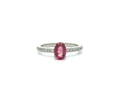 New Platinum GIA 1.14ctw Pink Sapphire Diamond Shoulders Engagement Promise Ring