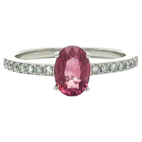 Nuovo anello di fidanzamento in platino GIA 1,14ctw con zaffiro rosa e diamante sulle spalle