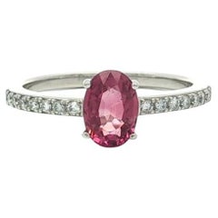 New Platinum GIA 1.14ctw Pink Sapphire Diamond Shoulders Engagement Promise Ring