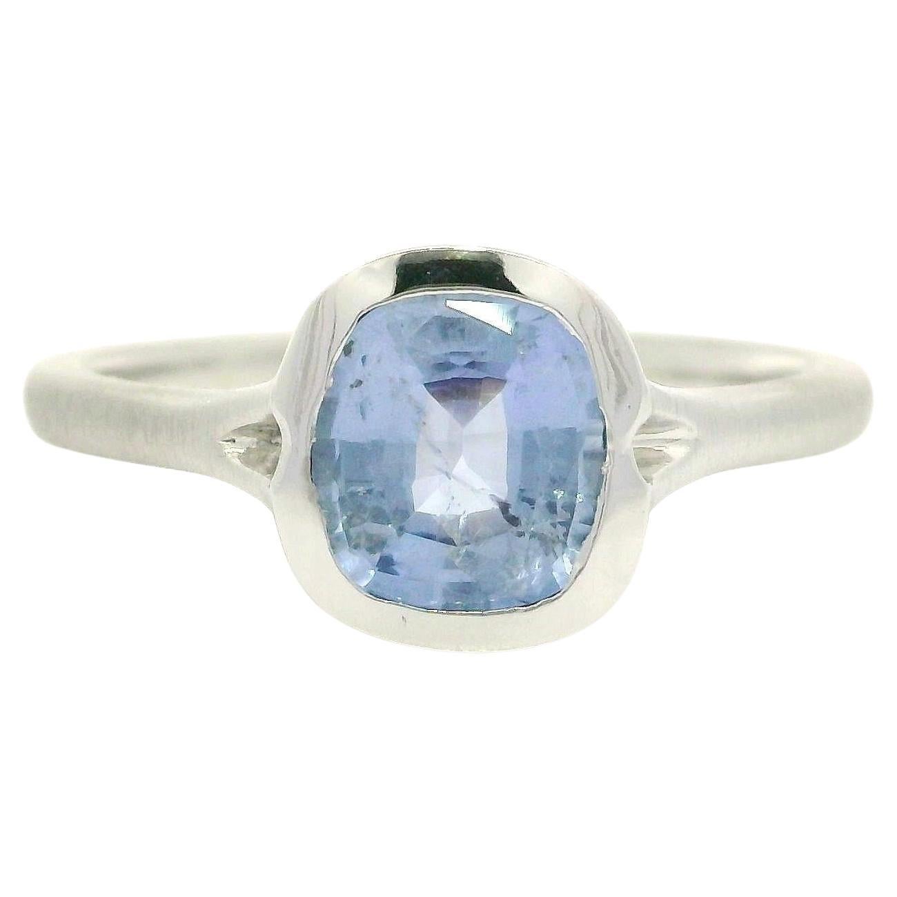 Neu Platin GIA 1,19ct Kissen keine Hitze Ceylon Saphir Solitär gebürstet Ring im Angebot