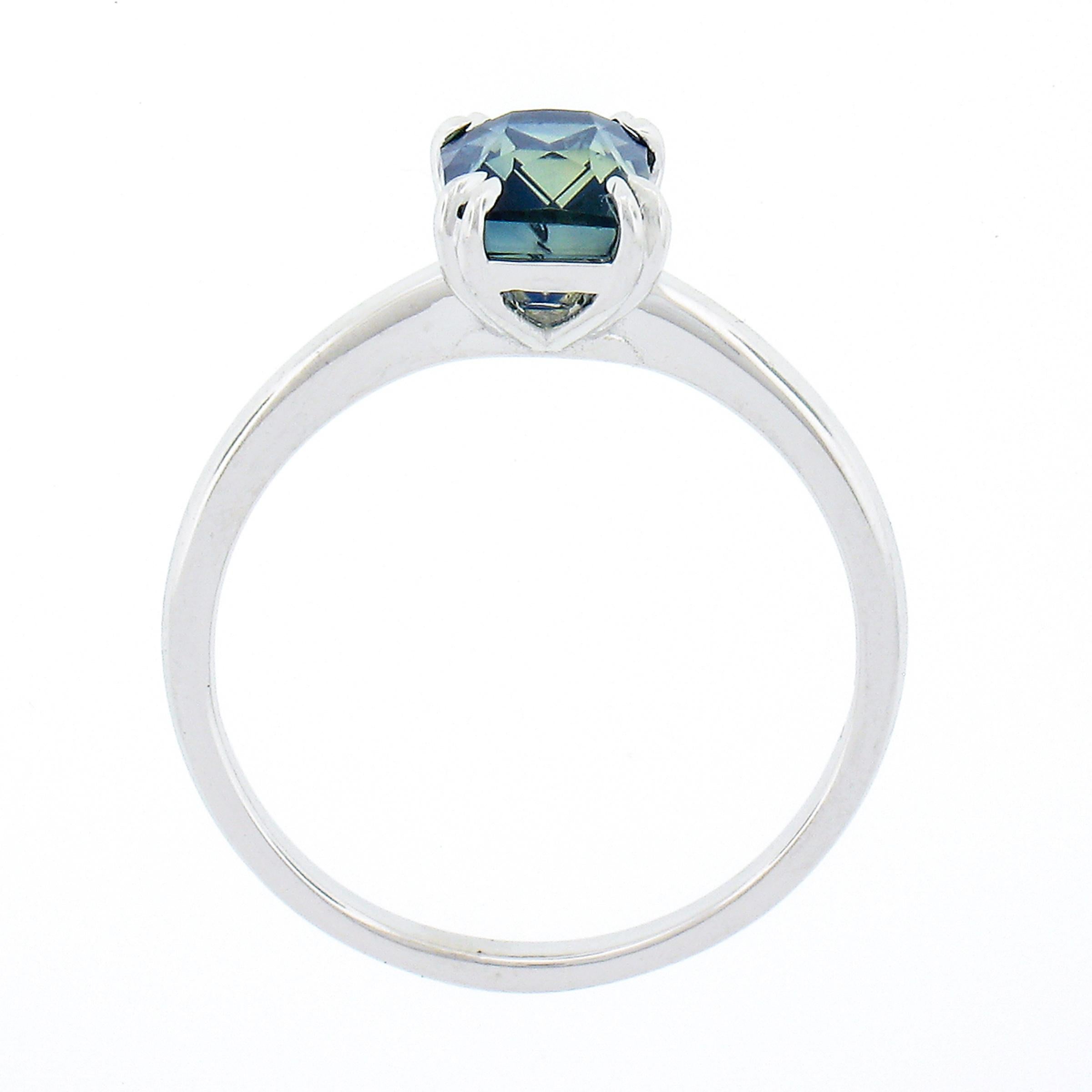 NEW Platinum GIA 1.53ct NO HEAT Blue & Yellow Sapphire Solitaire Engagement Ring For Sale 5