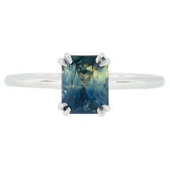 NEW Platinum GIA 1.53ct NO HEAT Blue & Yellow Sapphire Solitaire Engagement Ring