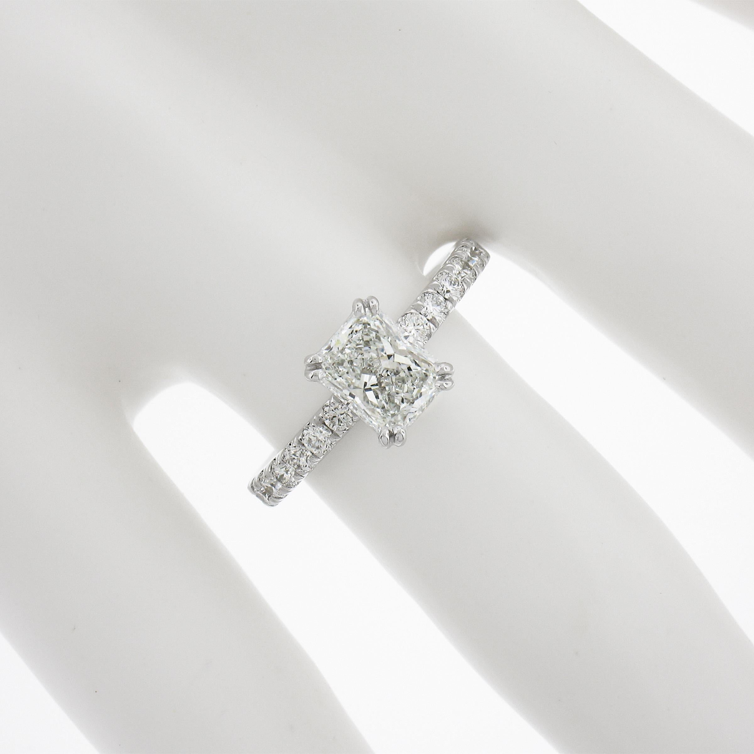 NEW Platinum GIA 1.54ctw Elongated Radiant Cut Diamond Solitaire Engagement Ring For Sale 2
