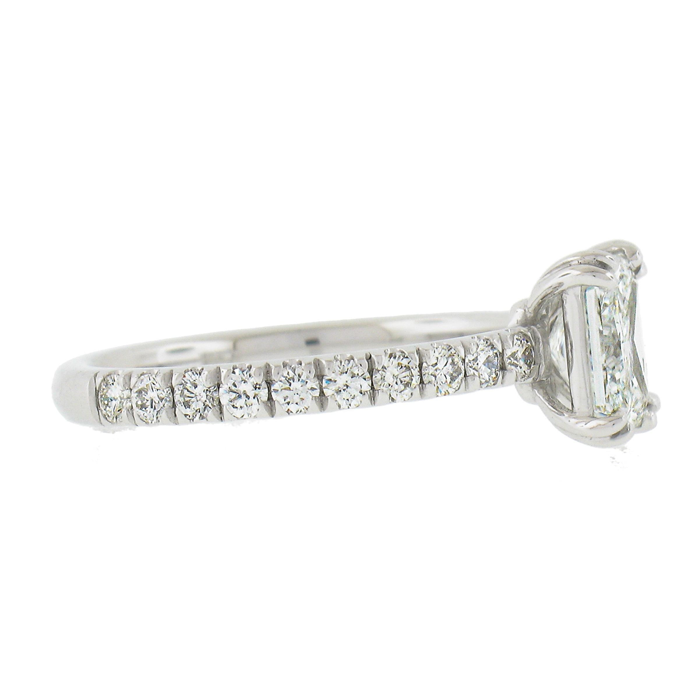 NEW Platinum GIA 1.54ctw Elongated Radiant Cut Diamond Solitaire Engagement Ring For Sale 3
