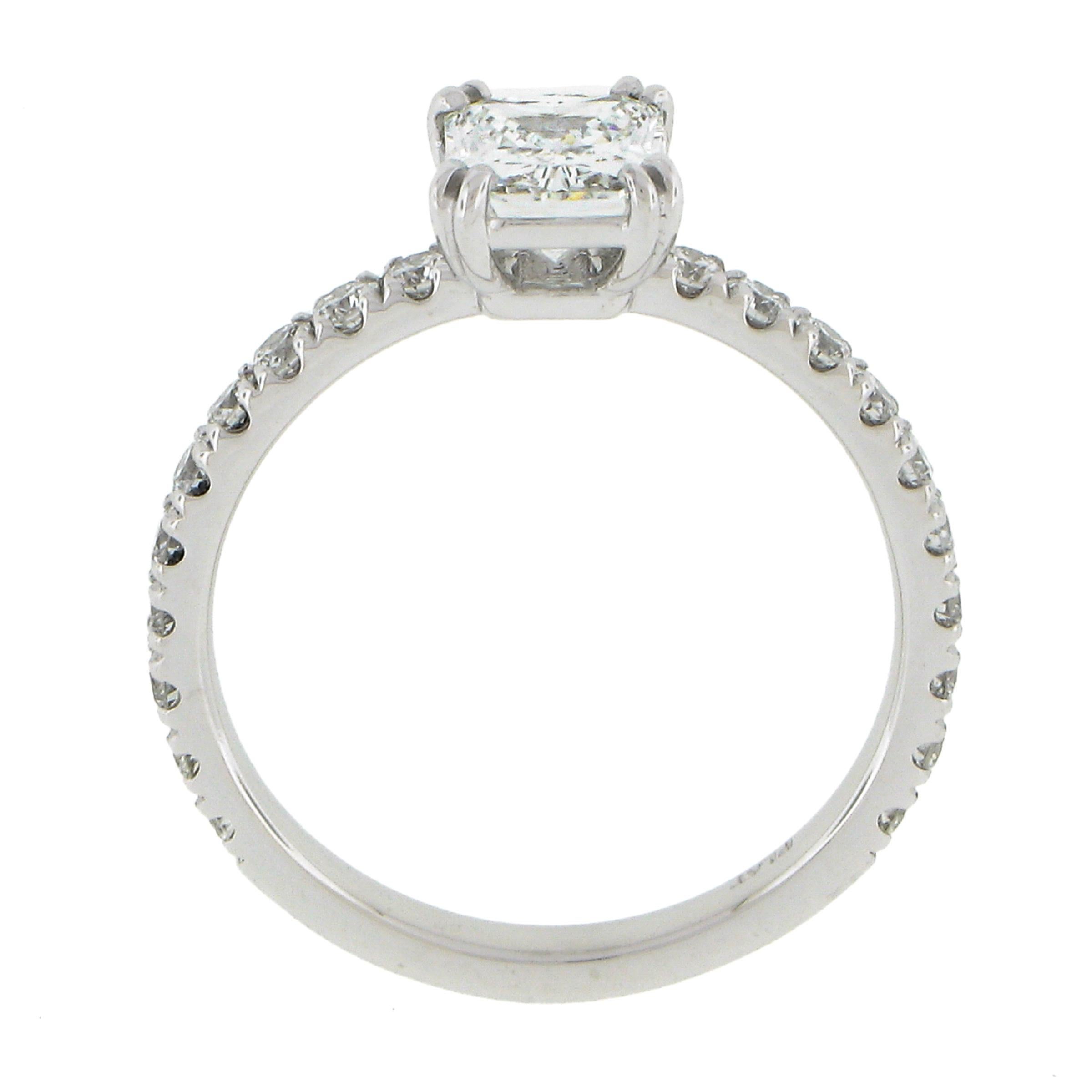 NEW Platinum GIA 1.54ctw Elongated Radiant Cut Diamond Solitaire Engagement Ring For Sale 5