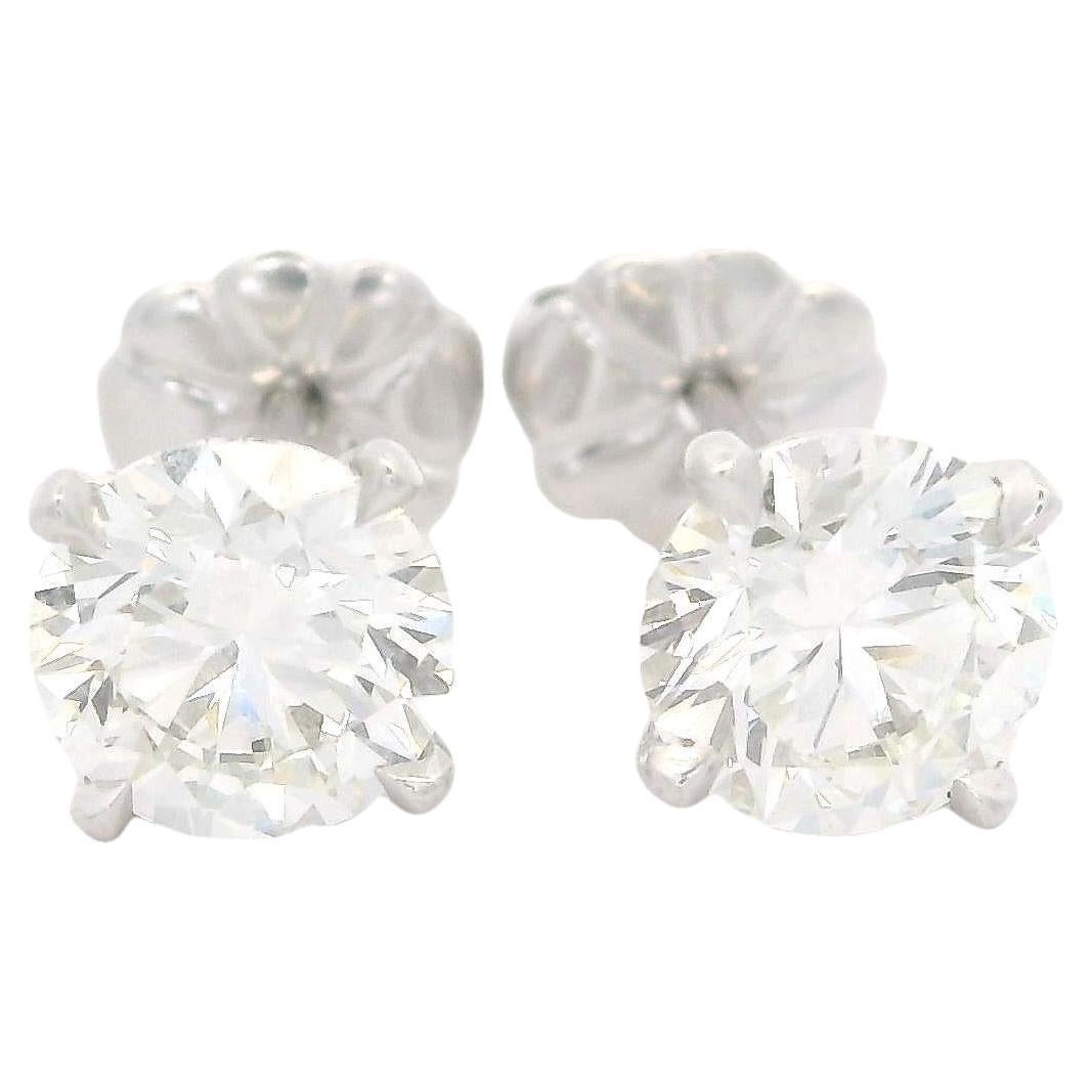 New Platinum GIA 1.60ctw Round Ideal Cut Triple Excellent Diamond Stud Earrings
