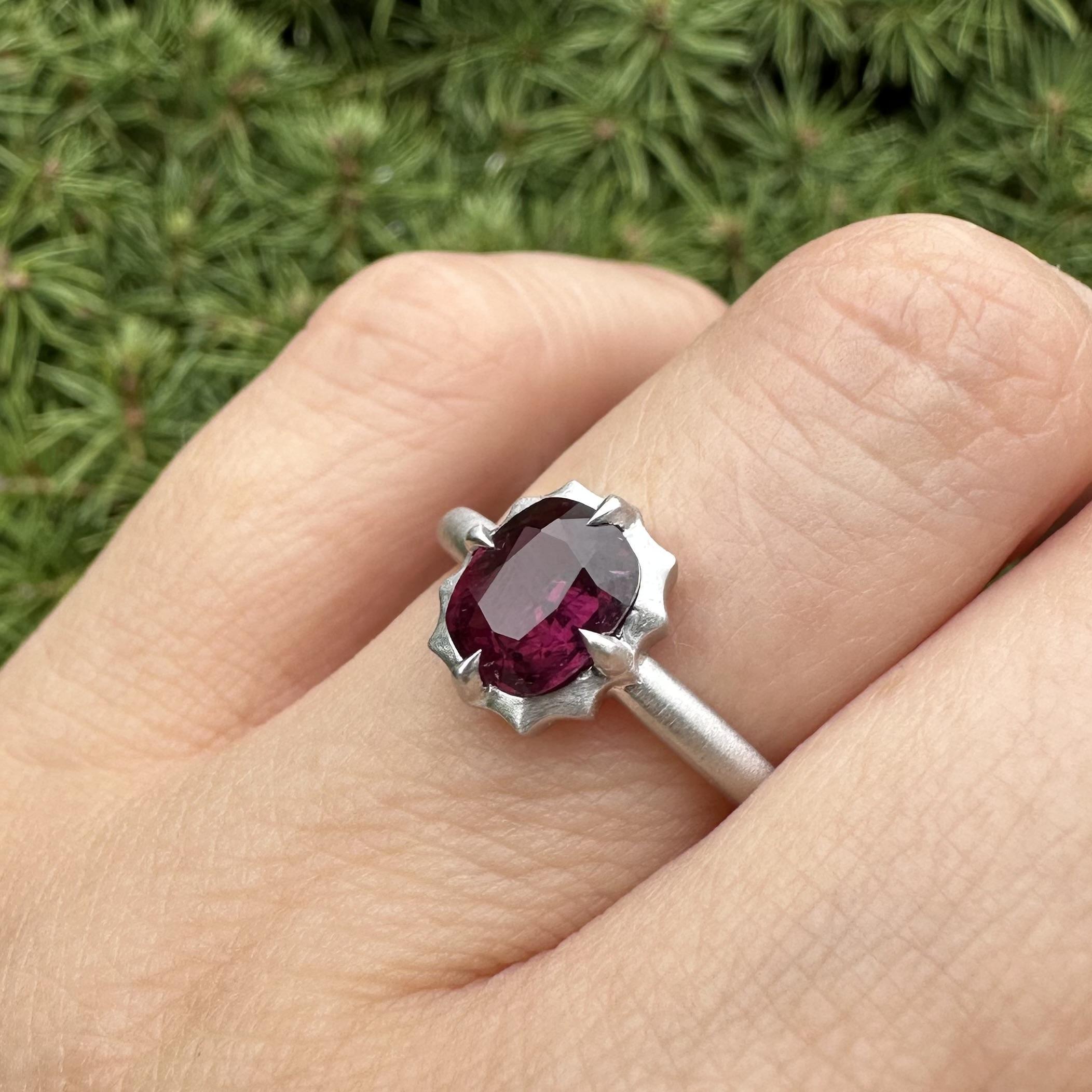 New Platinum GIA 1.66ct No Heat Cushion Ruby Solitaire Brushed Matte Finish Ring For Sale 7