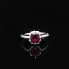 New Platinum GIA 1.66ct Cushion Ruby Solitaire Brushed Matte Finish Ring