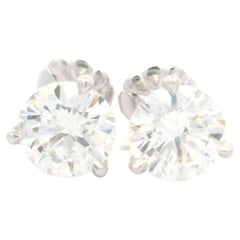 New Platinum GIA 2.32ctw Triple Excellent Diamond Classic Martini Stud Earrings
