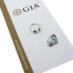 New Platinum GIA 2.58ctw Princess Diamond & Sapphire Solitaire Engagement Ring