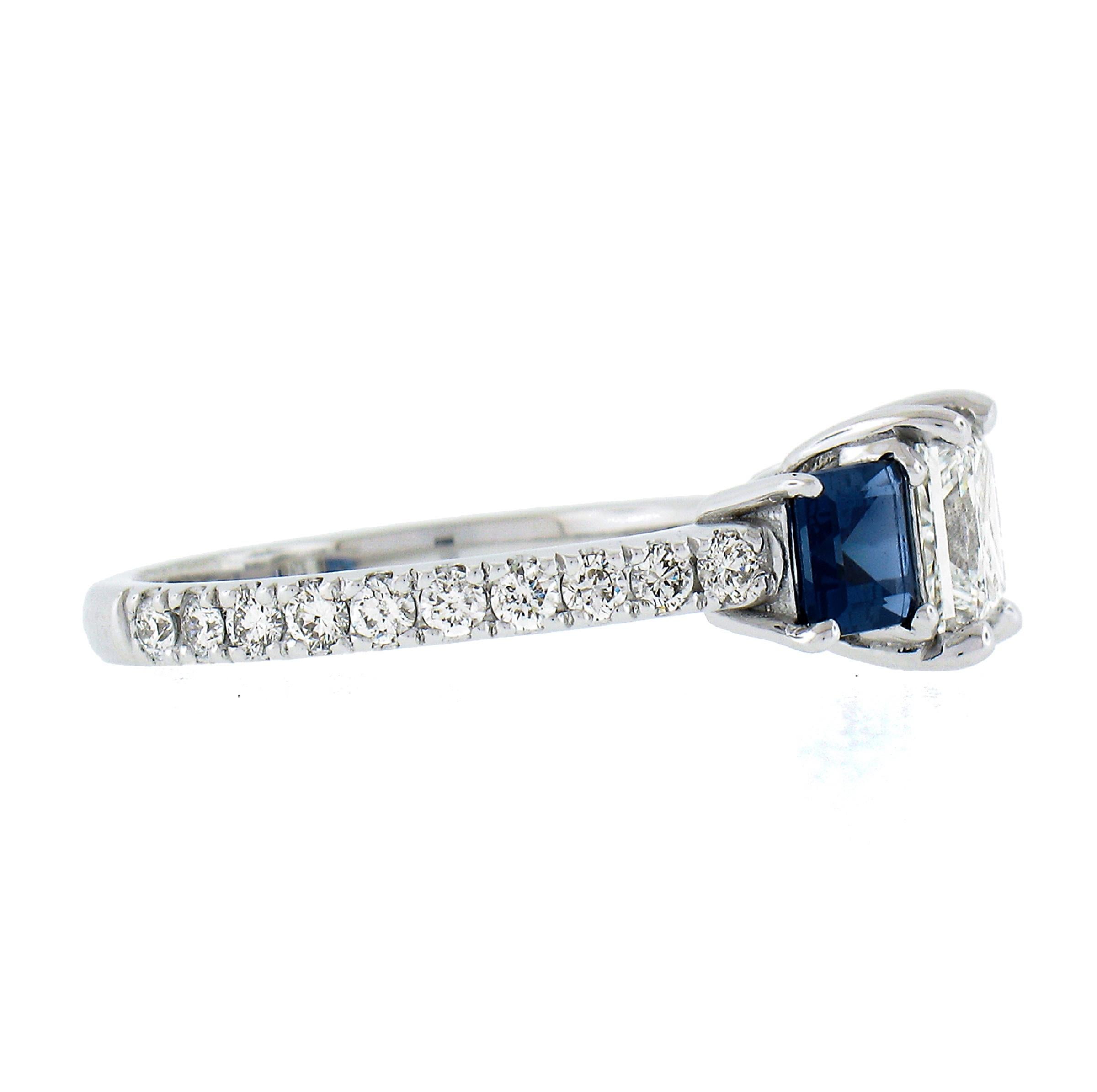 New Platinum GIA 2.58ctw Princess Diamond & Sapphire Solitaire Engagement Ring For Sale 1