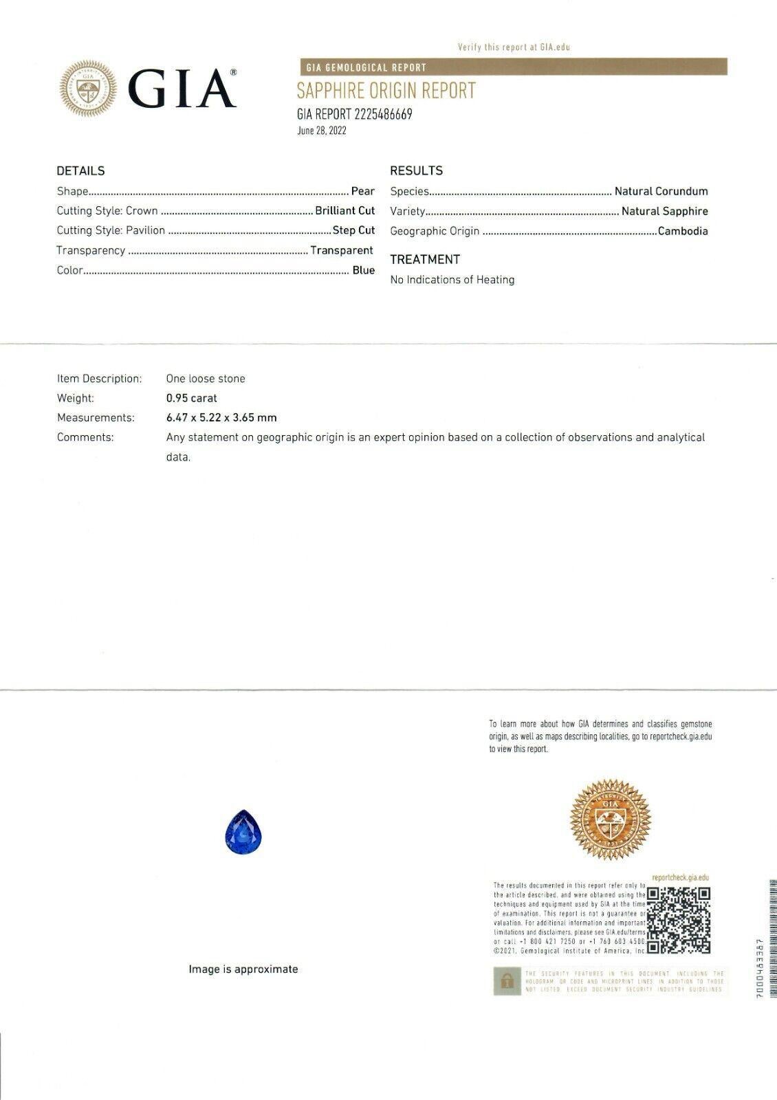 NEW Platinum GIA Bezel Set NO HEAT Sapphire & Diamond Dual Pear Cut 2 Stone Ring For Sale 8
