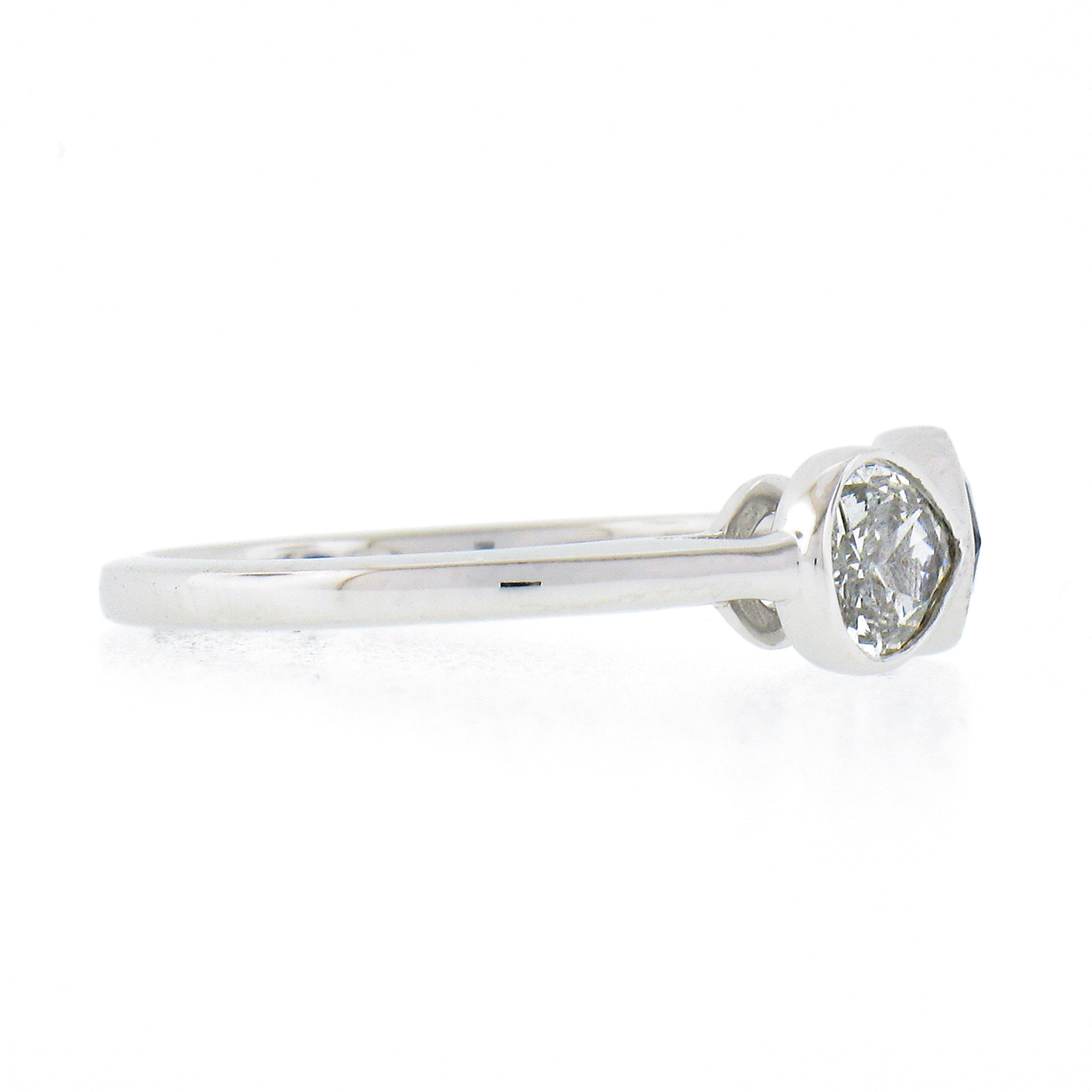 NEW Platinum GIA Bezel Set NO HEAT Sapphire & Diamond Dual Pear Cut 2 Stone Ring For Sale 2