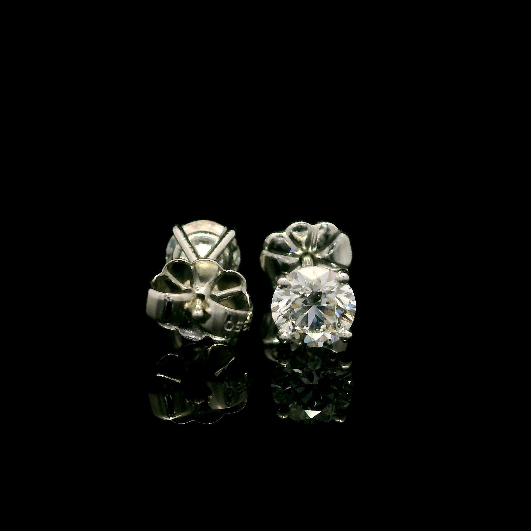 New Platinum Gia D if 0.90ctw Round Martini Diamond Classic Stud Earrings 5