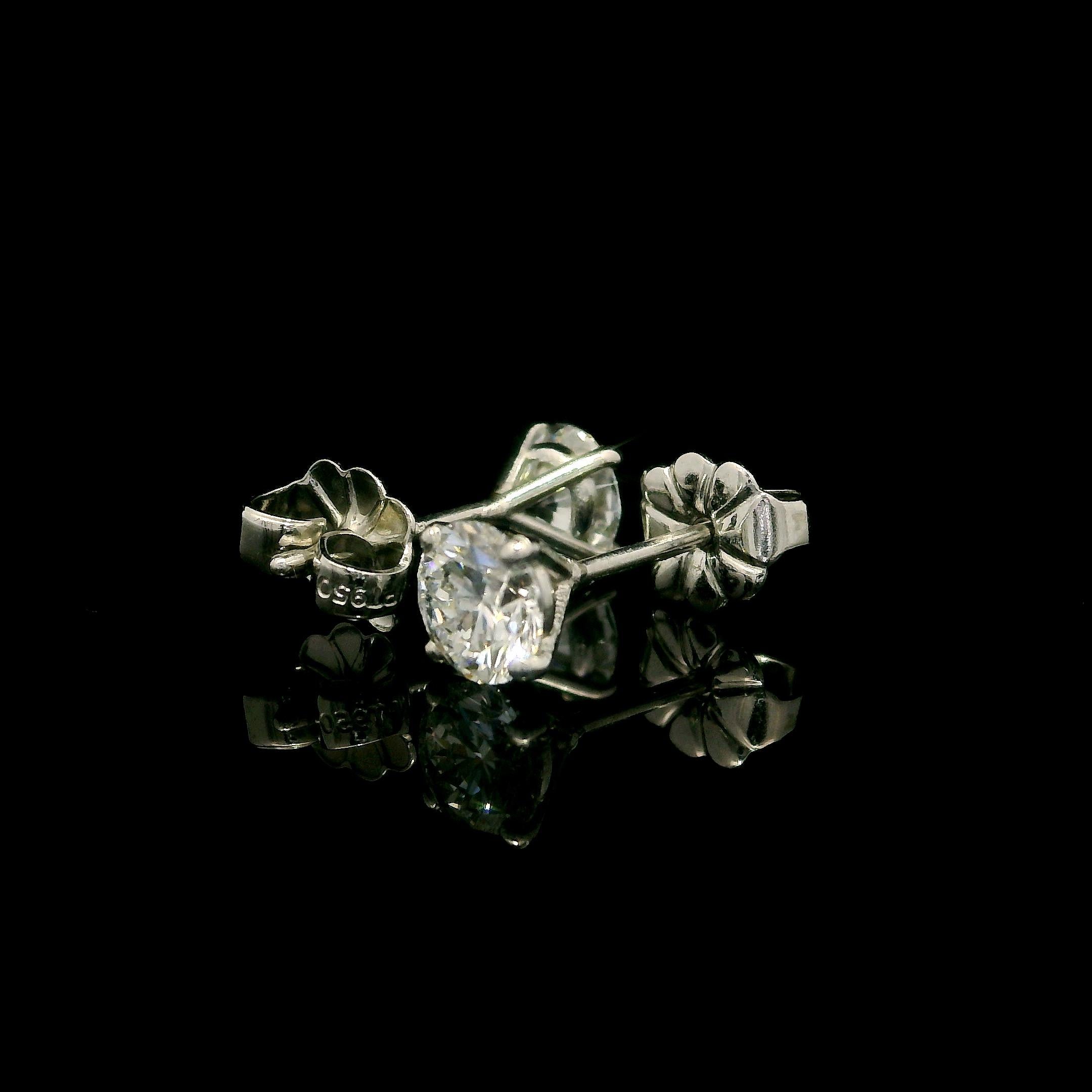 New Platinum Gia D if 0.90ctw Round Martini Diamond Classic Stud Earrings 6