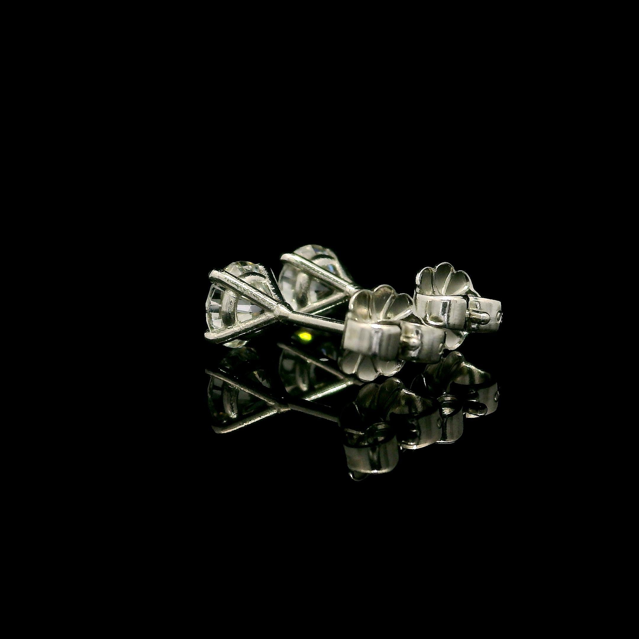 New Platinum Gia D if 0.90ctw Round Martini Diamond Classic Stud Earrings 1