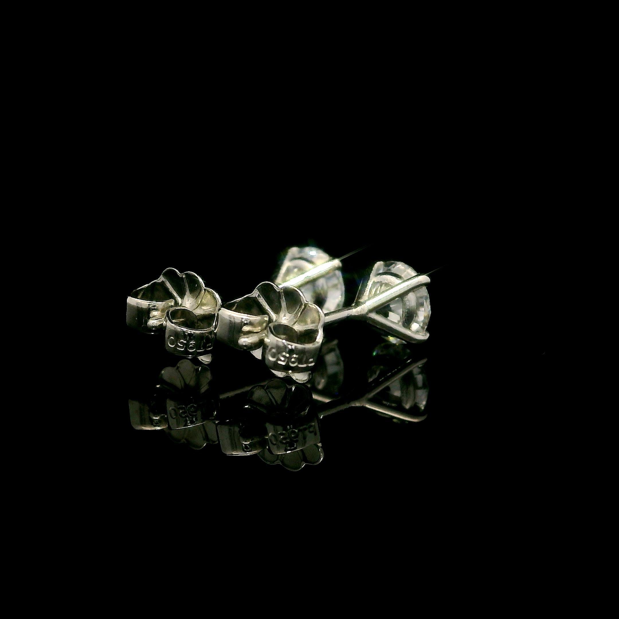 New Platinum Gia D if 0.90ctw Round Martini Diamond Classic Stud Earrings 3
