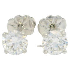 New Platinum Gia D if 0.90ctw Round Martini Diamond Classic Stud Earrings