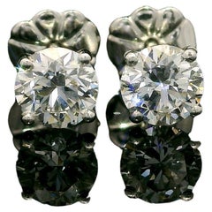 New Platinum Gia D if 0.90ctw Round Martini Diamond Classic Stud Earrings