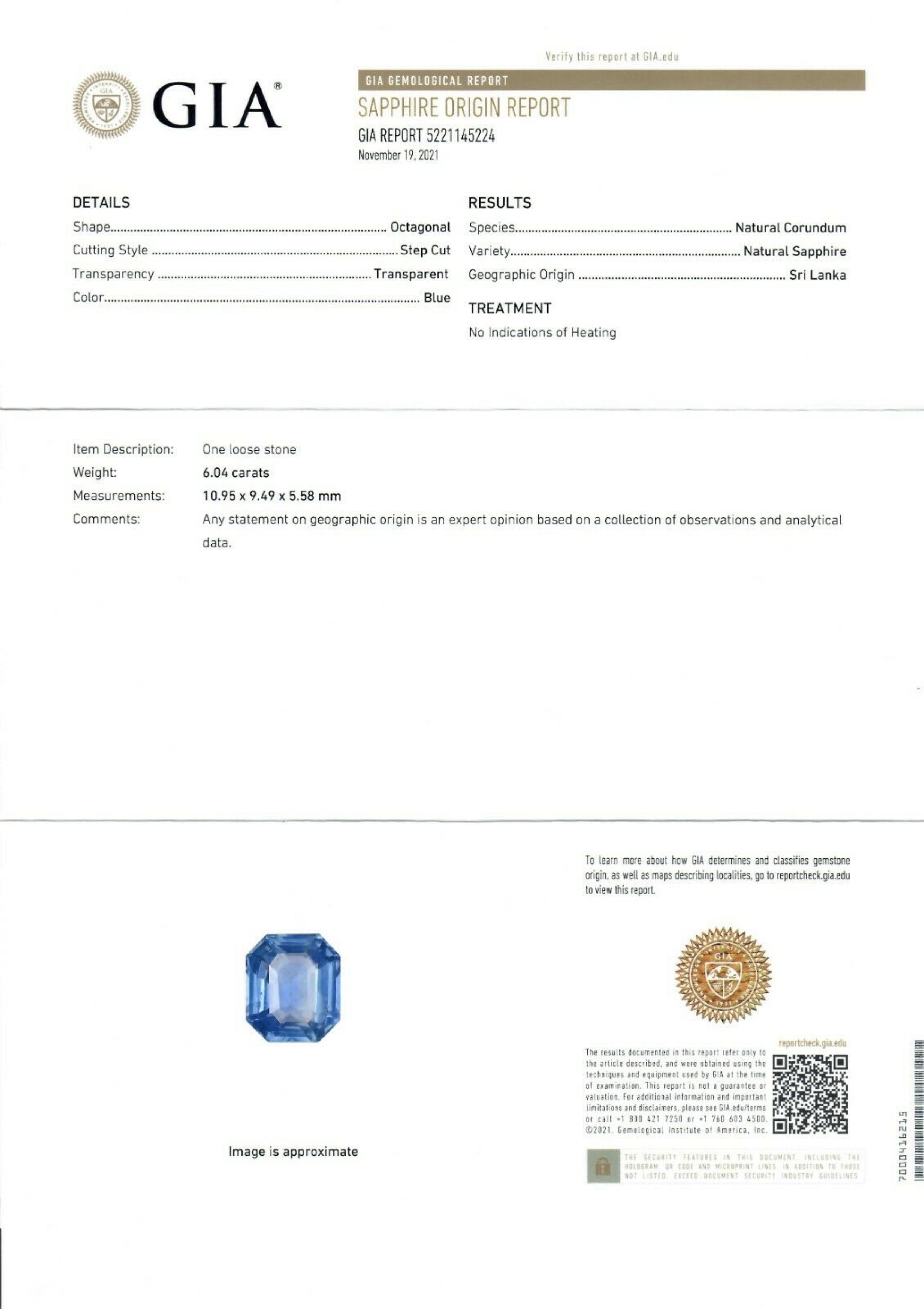New Platinum GIA Emerald Cut Sapphire Trapezoid Diamond 3 Stone Engagement Ring 3