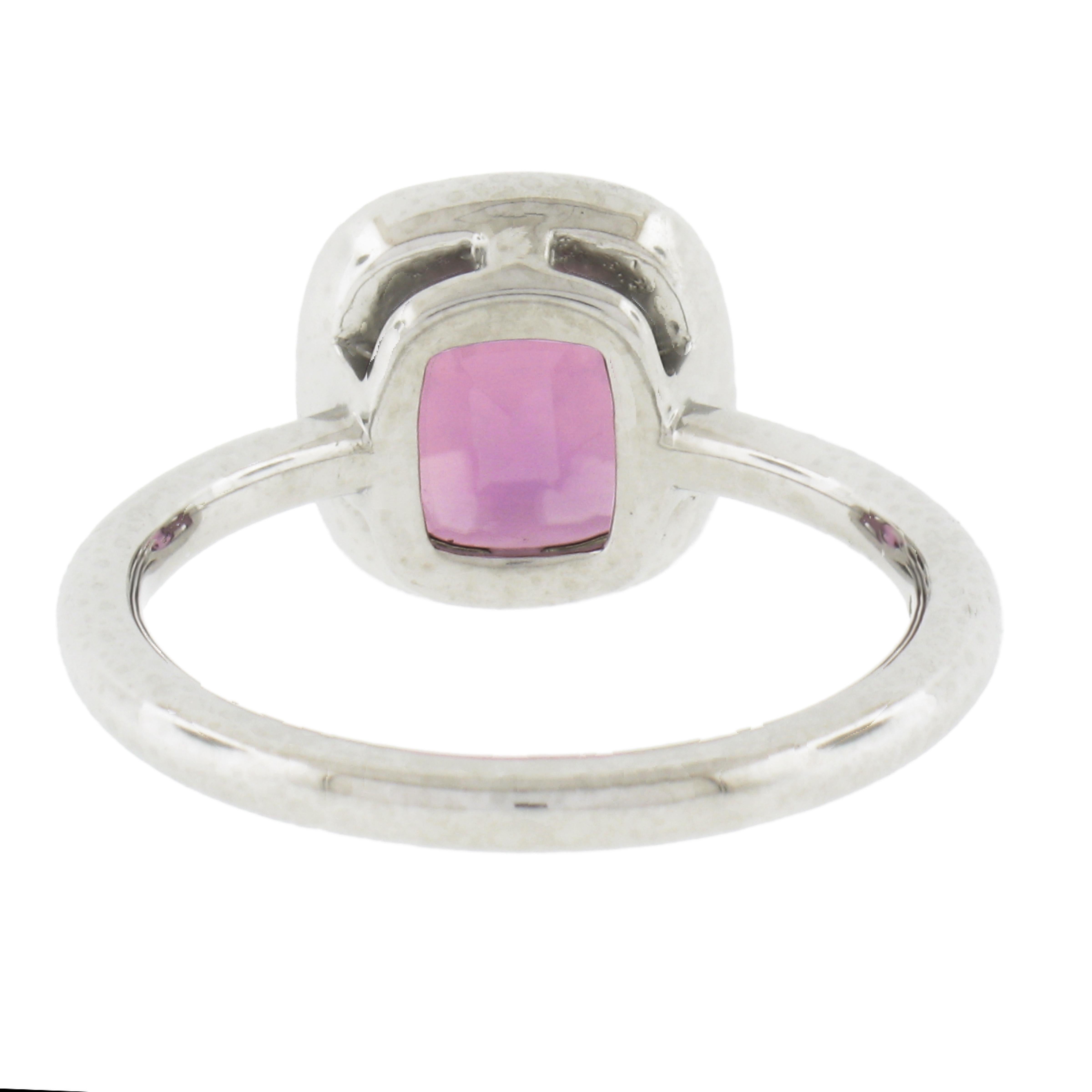 NEW Platinum GIA Graded 2.89ct Bezel Set Purple Pink Sapphire Solitaire Ring For Sale 2