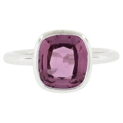 NEW Platinum GIA Graded 2.89ct Bezel Set Purple Pink Sapphire Solitaire Ring