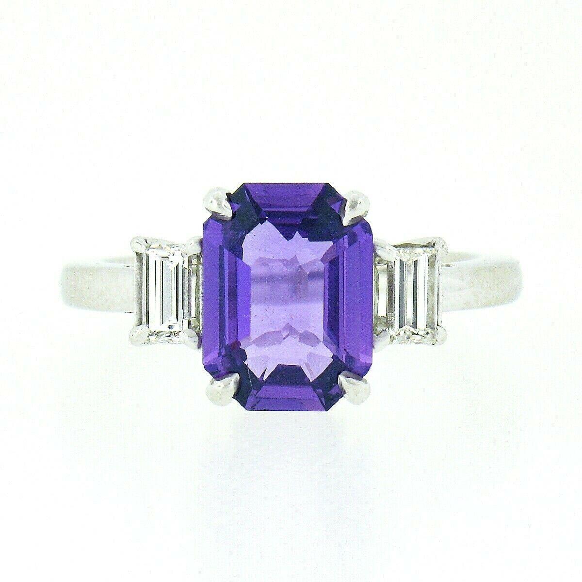 emerald cut purple sapphire
