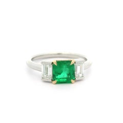 New Platinum & Gold High Quality GIA 1.68ctw Emerald Diamond Classic Ring