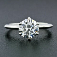 New Platinum Large GIA 2.20 Carat Triple Ex Round Diamond Solitaire Ring