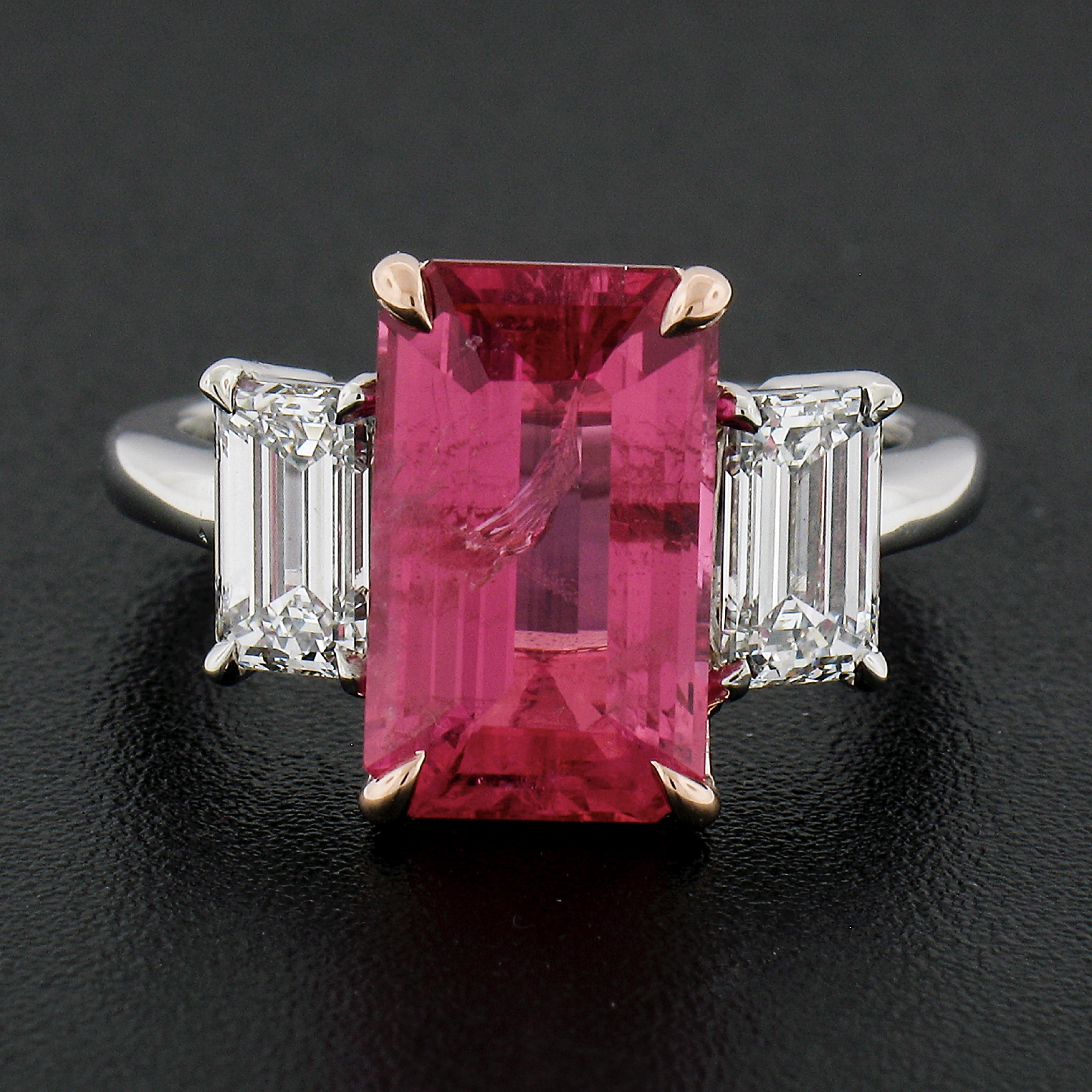 Octagon Cut New Platinum & Rose Gold 5.41ctw Gia Pink Mahenge Spinel Diamond Cocktail Ring For Sale