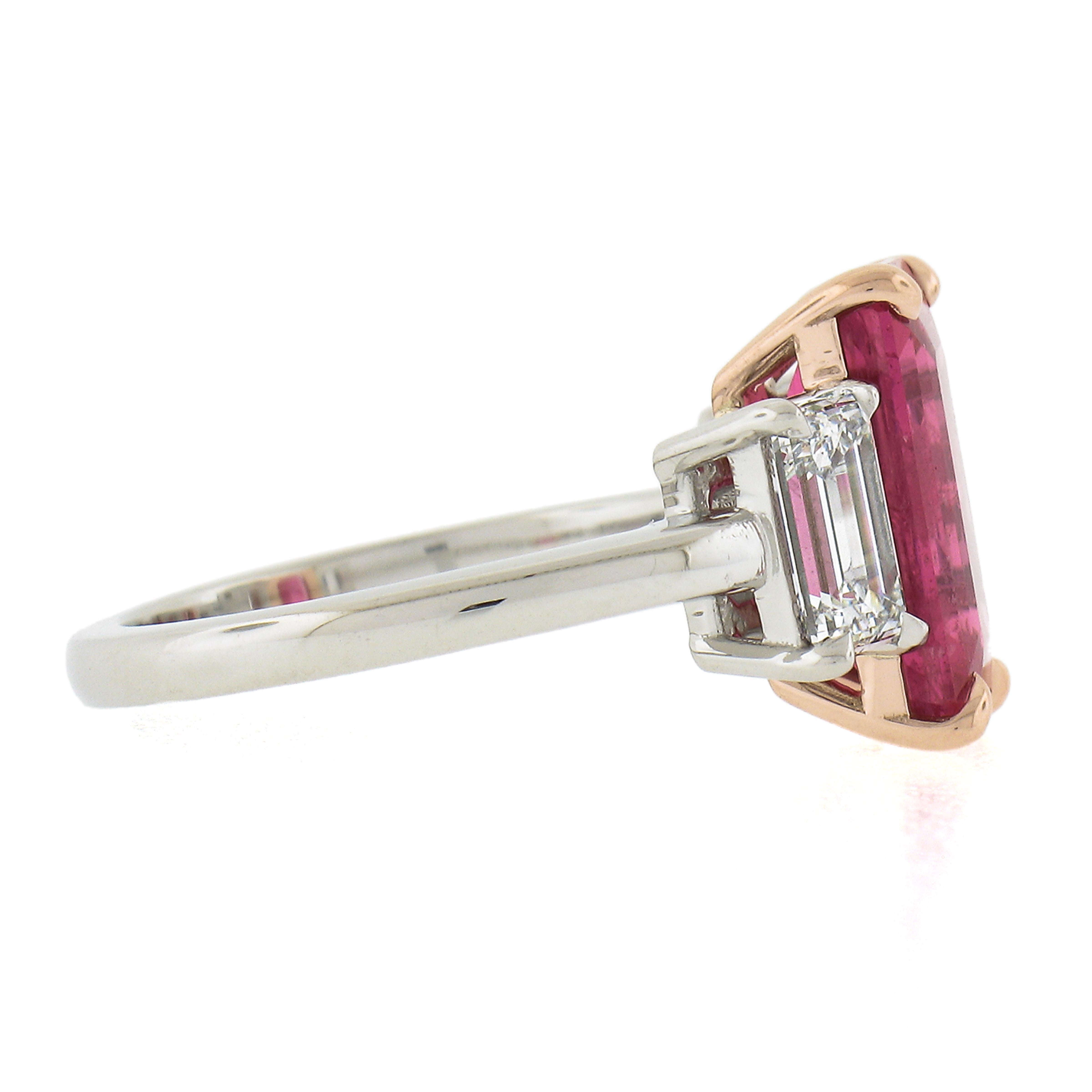 Women's New Platinum & Rose Gold 5.41ctw Gia Pink Mahenge Spinel Diamond Cocktail Ring For Sale