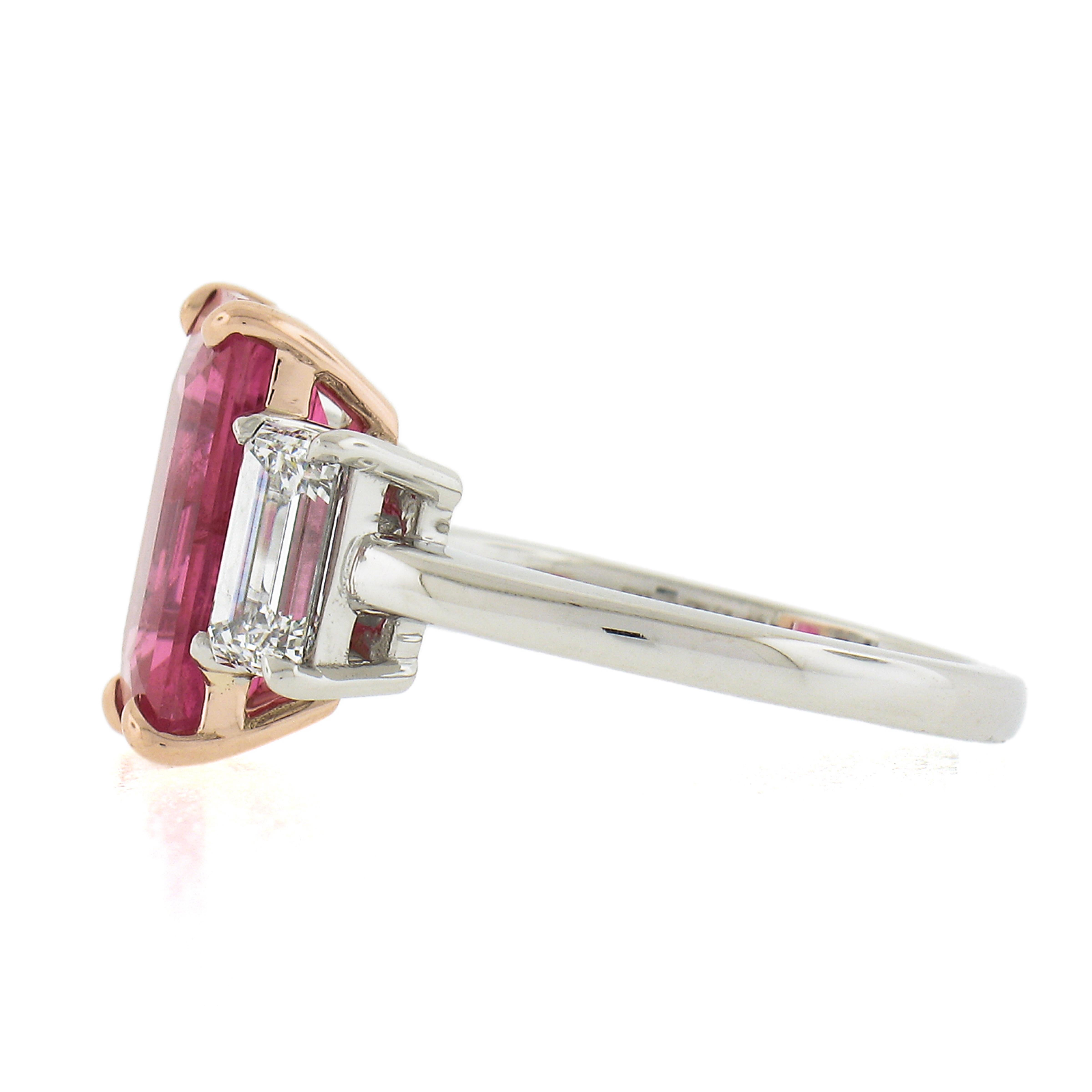 New Platinum & Rose Gold 5.41ctw Gia Pink Mahenge Spinel Diamond Cocktail Ring For Sale 1