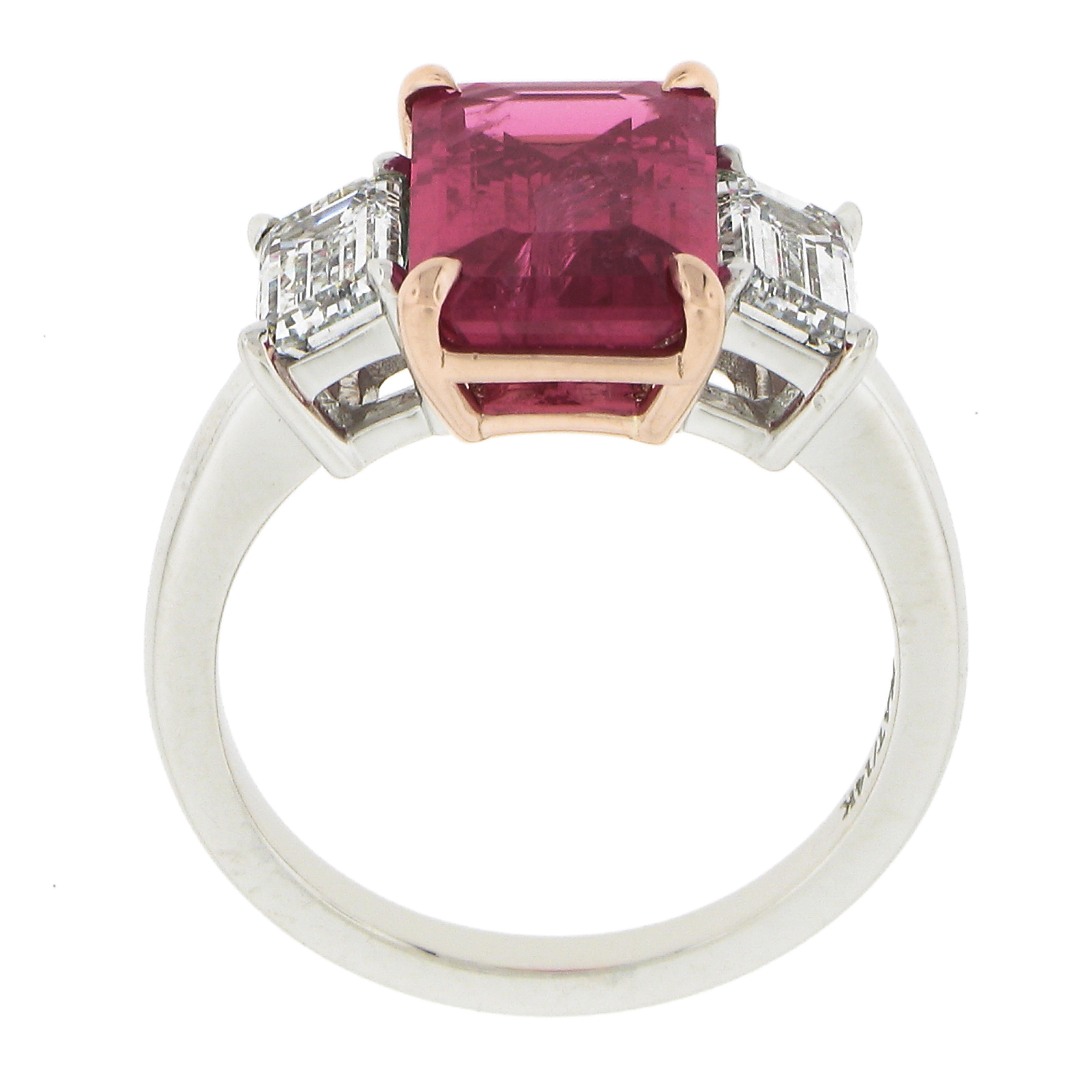 New Platinum & Rose Gold 5.41ctw Gia Pink Mahenge Spinel Diamond Cocktail Ring For Sale 3