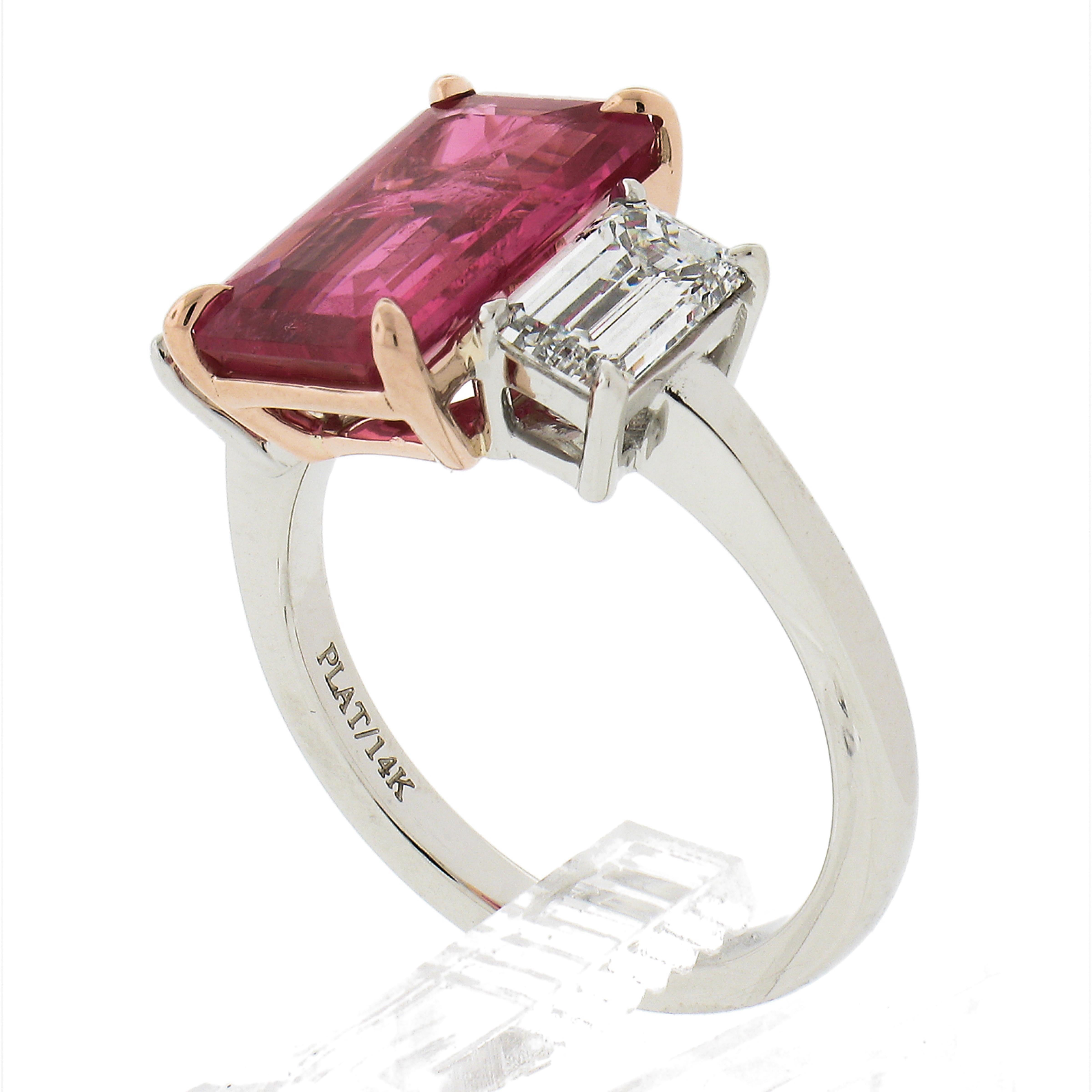 New Platinum & Rose Gold 5.41ctw Gia Pink Mahenge Spinel Diamond Cocktail Ring For Sale 4