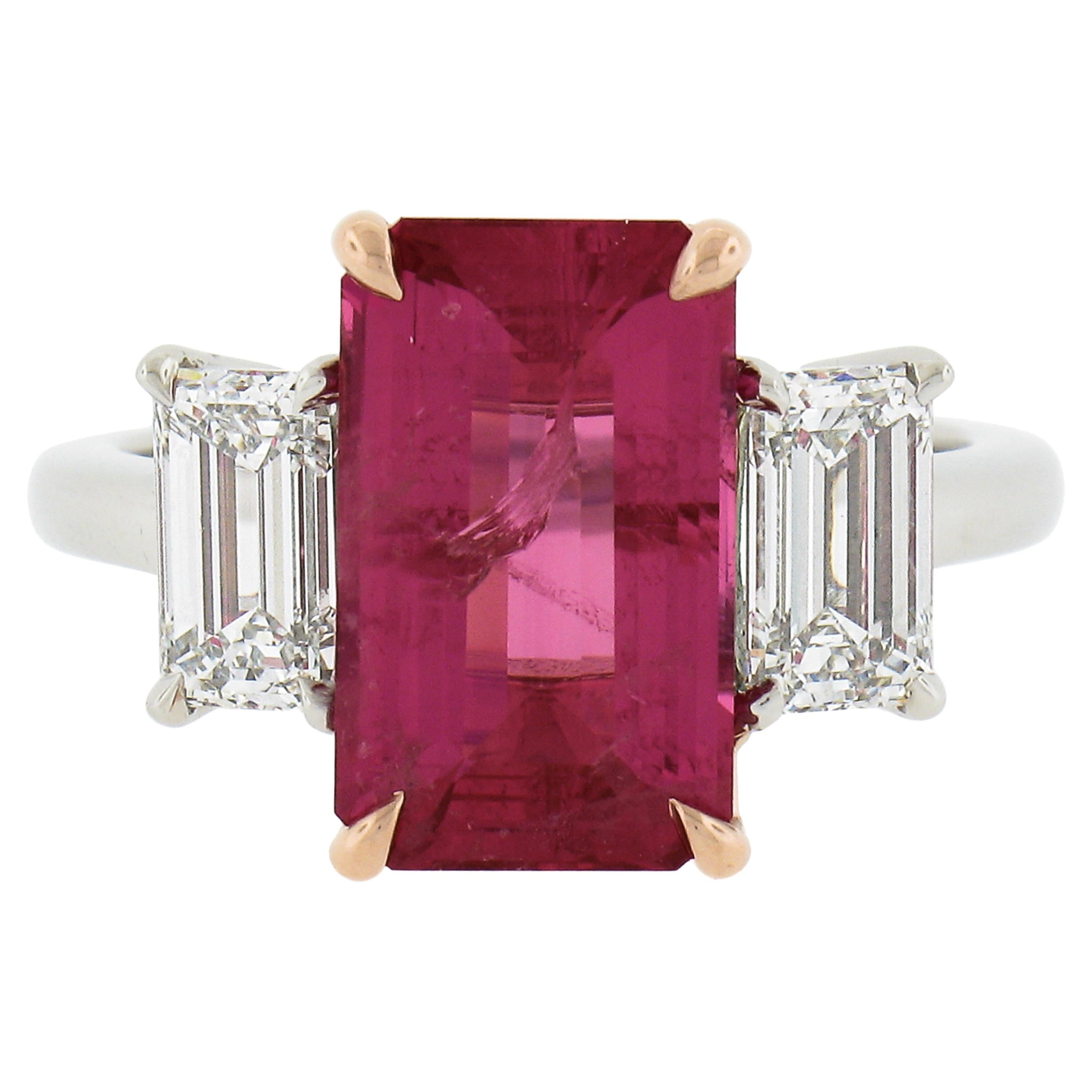 New Platinum & Rose Gold 5.41ctw Gia Pink Mahenge Spinel Diamond Cocktail Ring For Sale