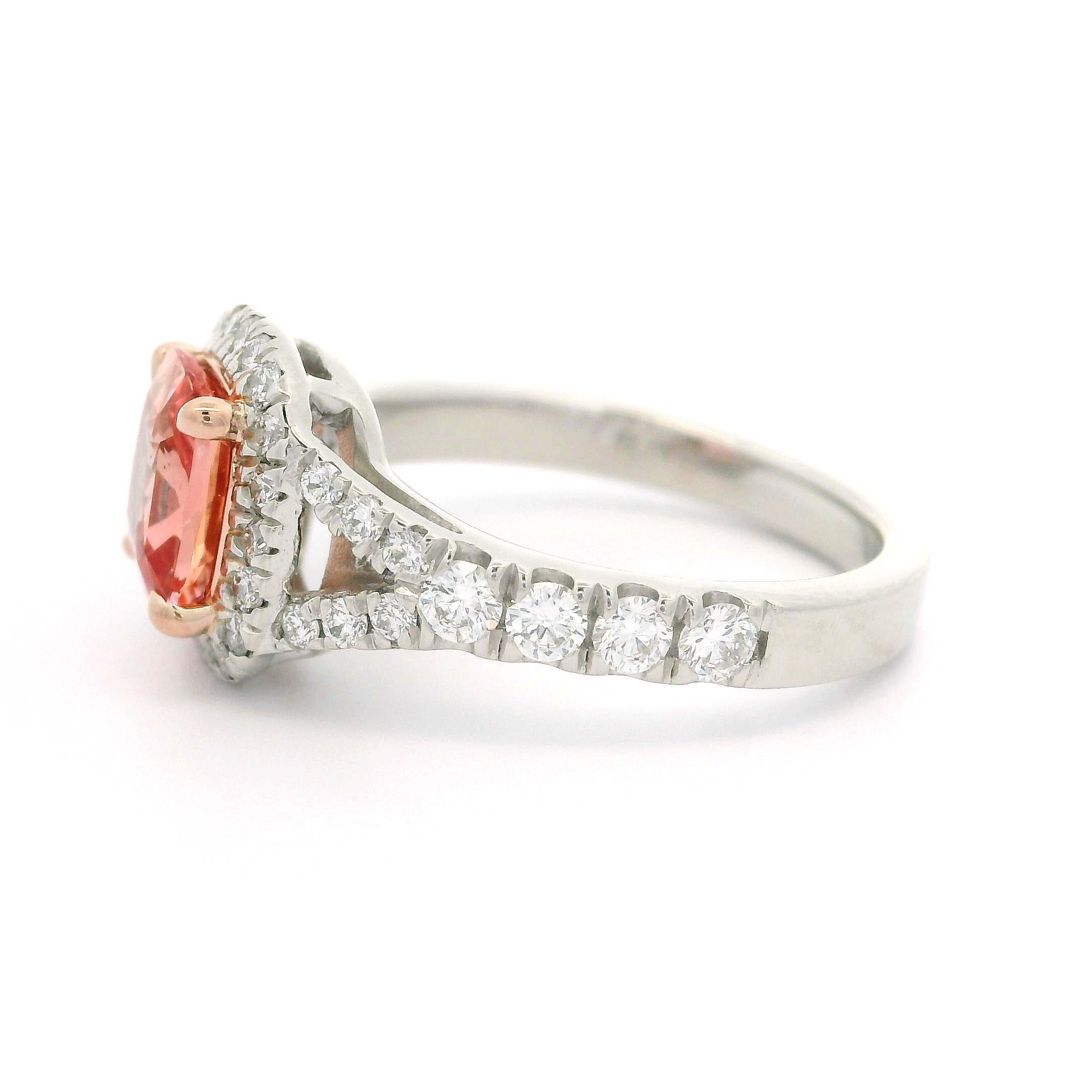 Neuer Platin Roségold GIA 2,31ctw Ring ohne Hitze Padparadscha Saphir & Diamant 1
