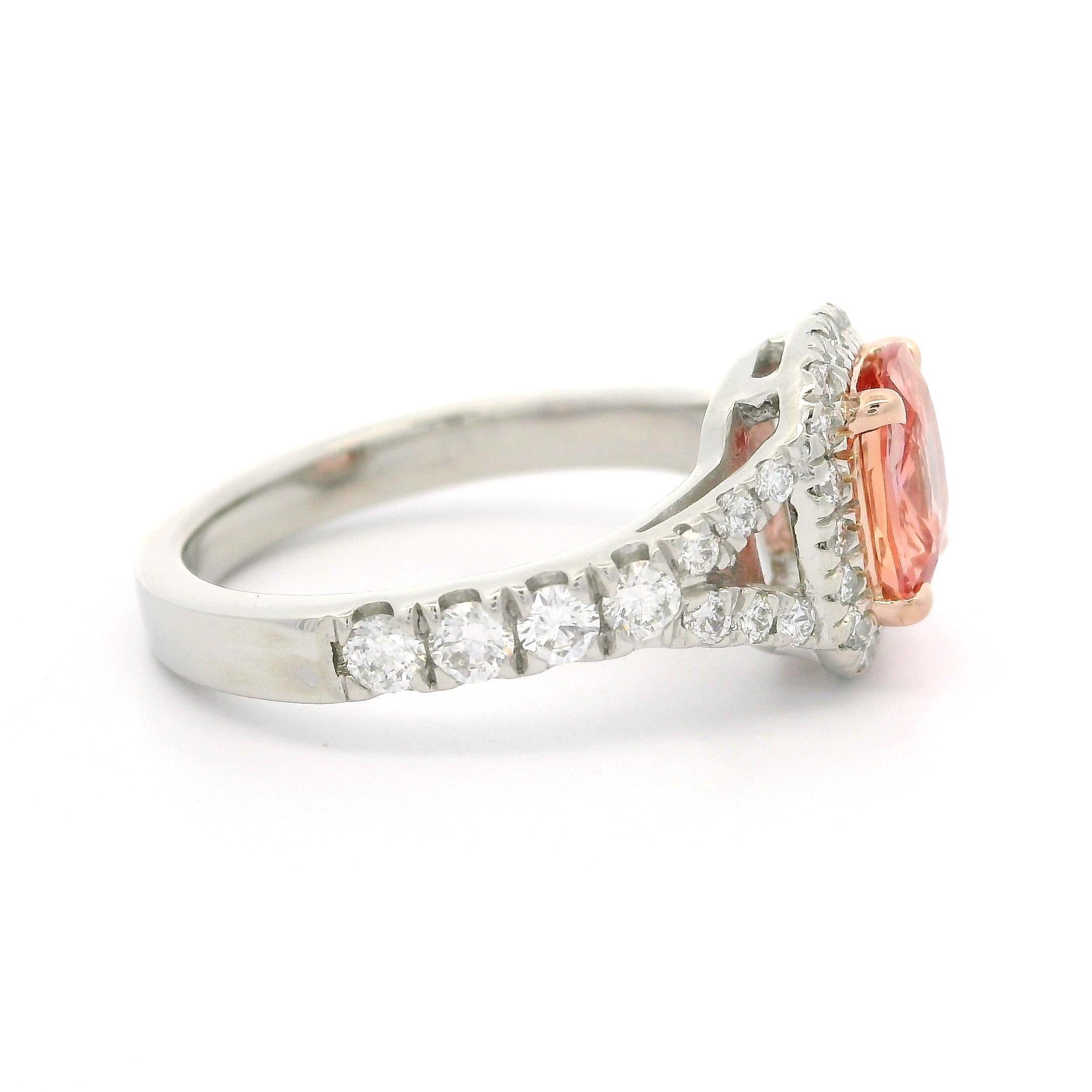 Neuer Platin Roségold GIA 2,31ctw Ring ohne Hitze Padparadscha Saphir & Diamant 3