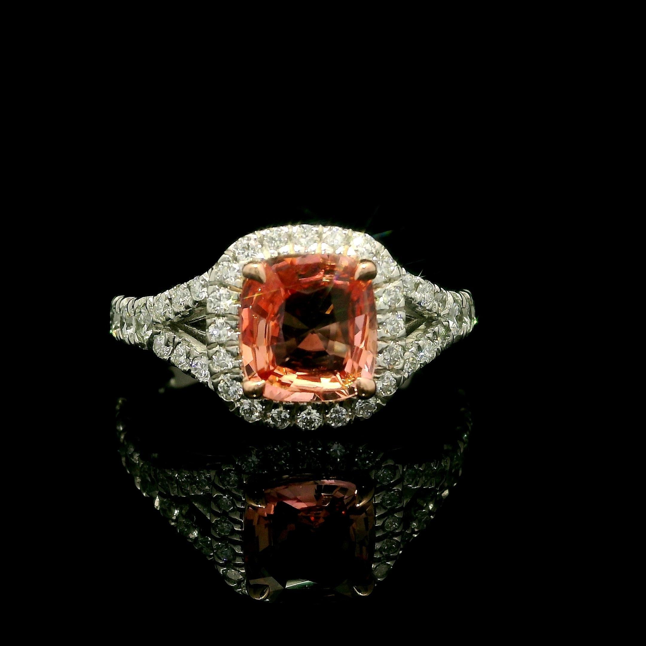 Neuer Platin Roségold GIA 2,31ctw Ring ohne Hitze Padparadscha Saphir & Diamant 4