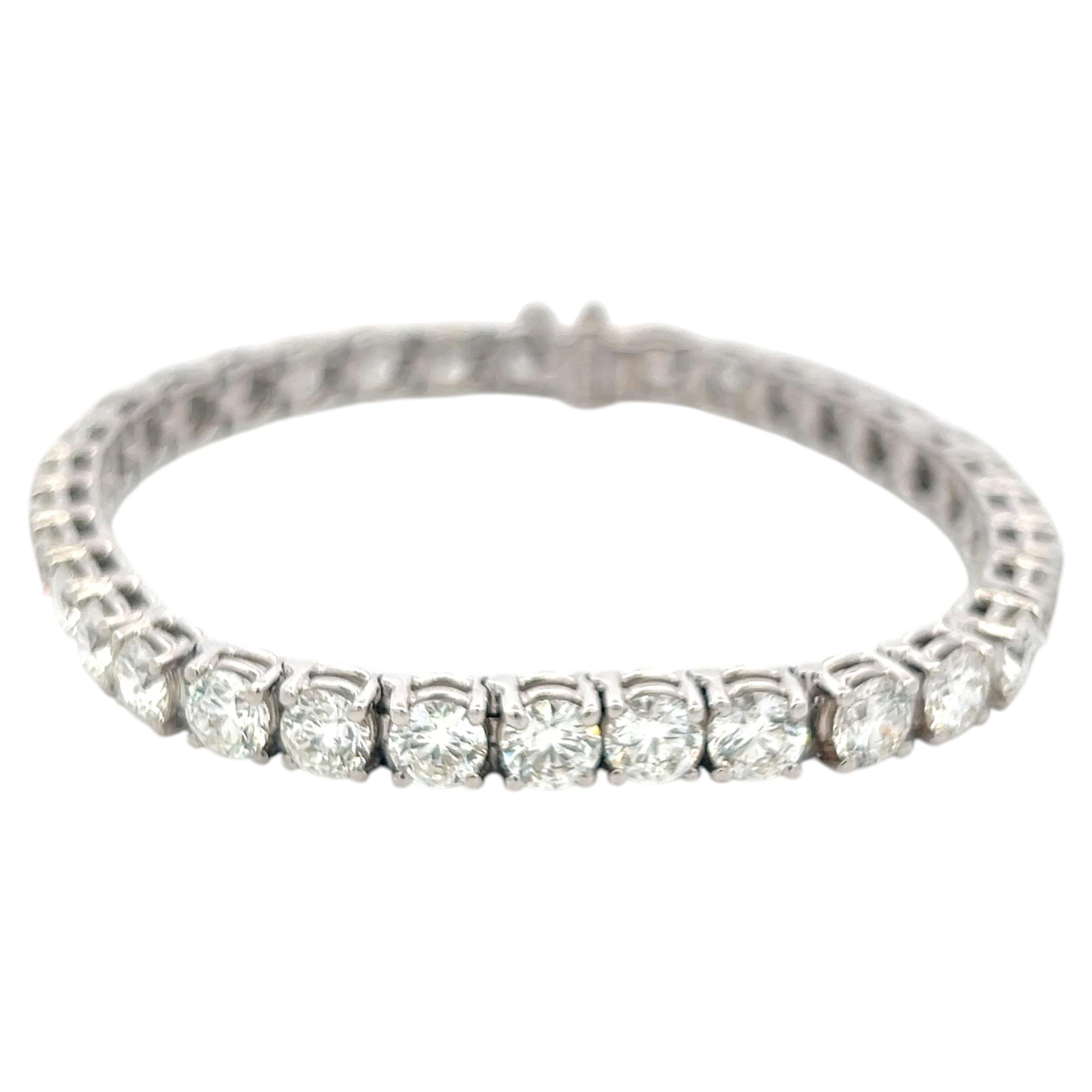 New Platinum Tennis Bracelet with 17.14 Carat Round Diamonds I VVS1/VVS2 GIA For Sale