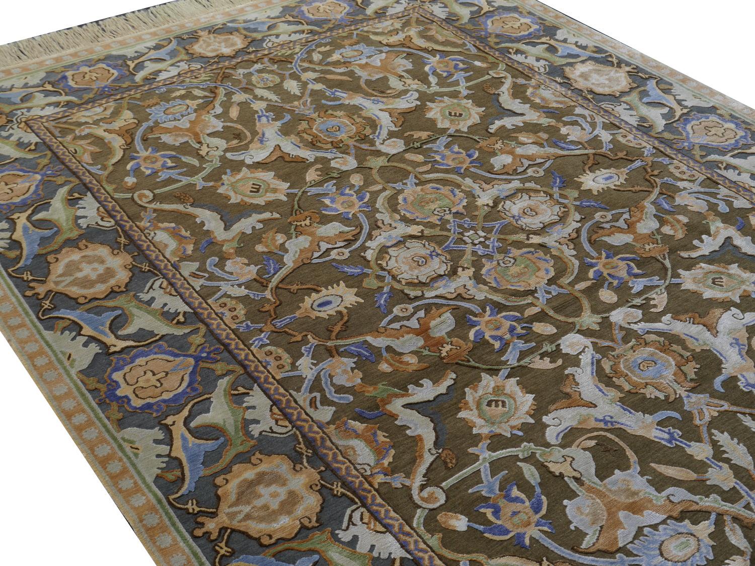 Tapis polonaise ancien design Isfahan en soie et laine, tailles sur mesure en vente 3