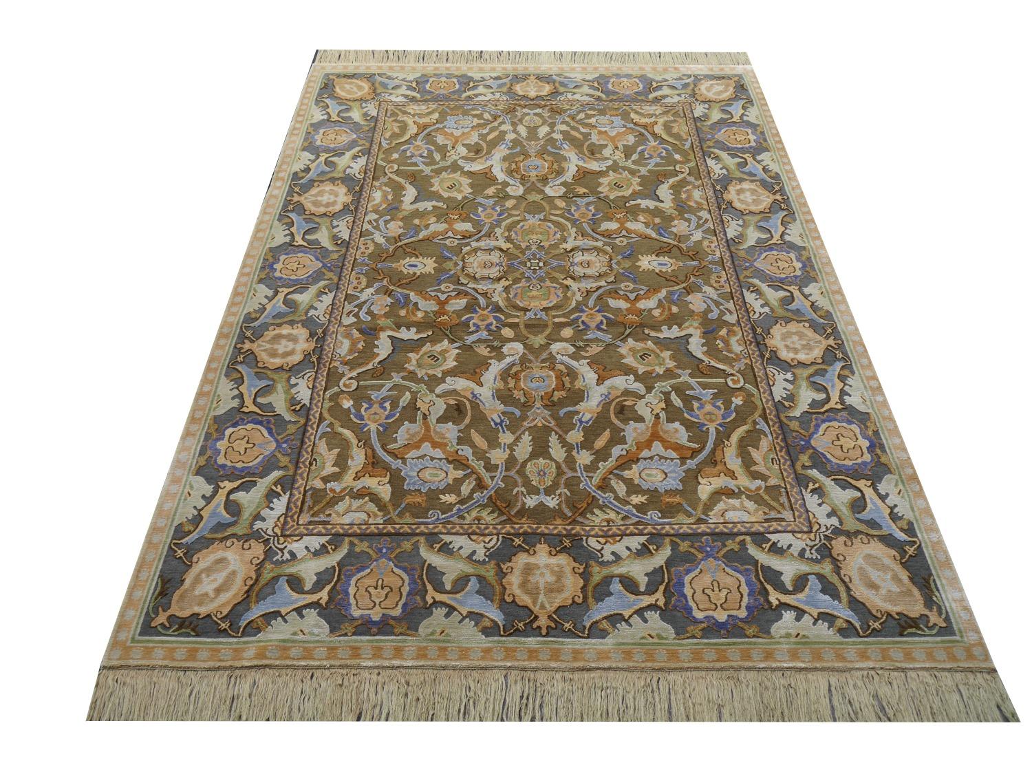 Renaissance Tapis polonaise ancien design Isfahan en soie et laine, tailles sur mesure en vente