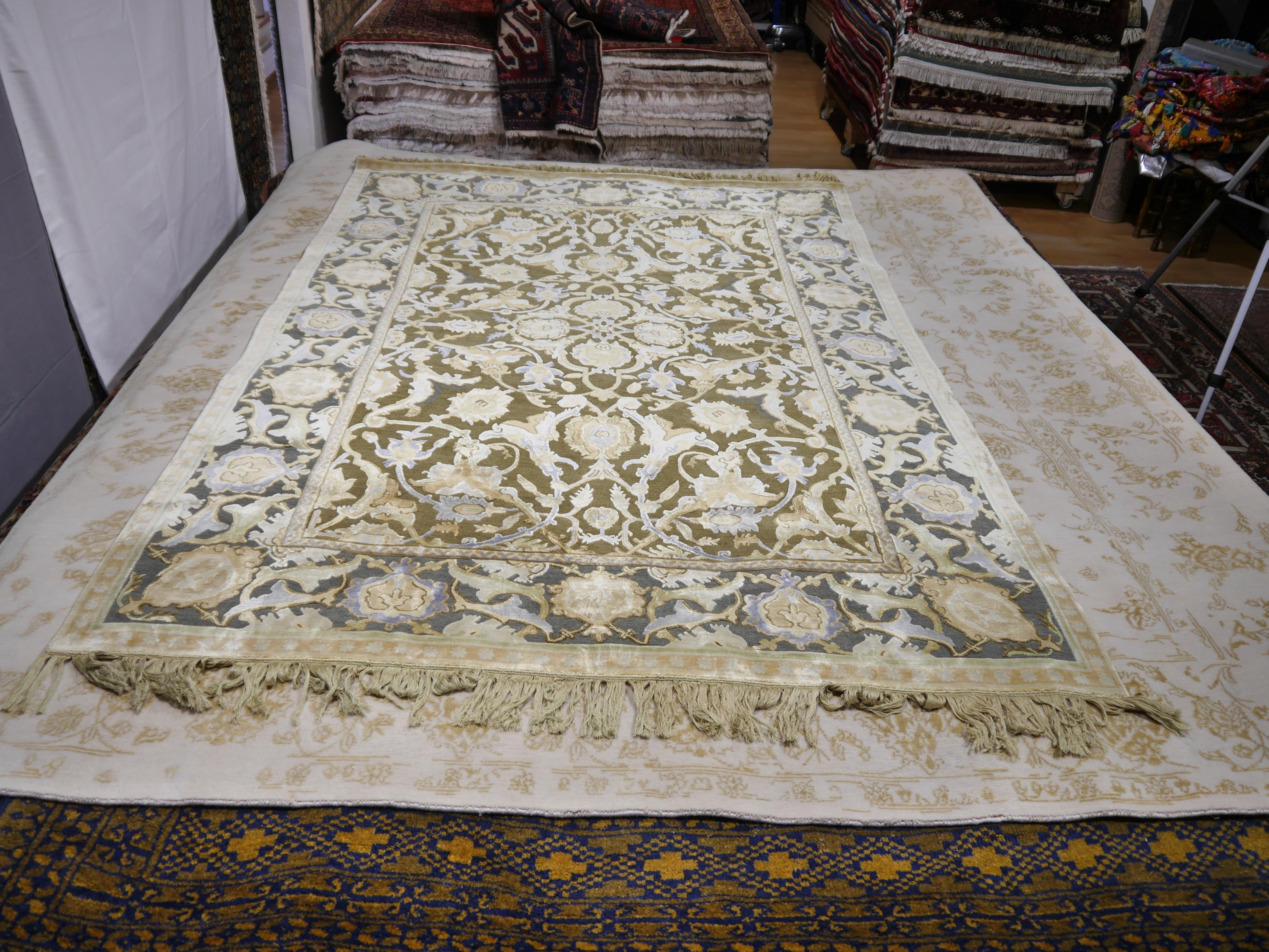 Renaissance New Polonaise Rug Silk and Wool Antique Isfahan Design Bespoke Sizes
