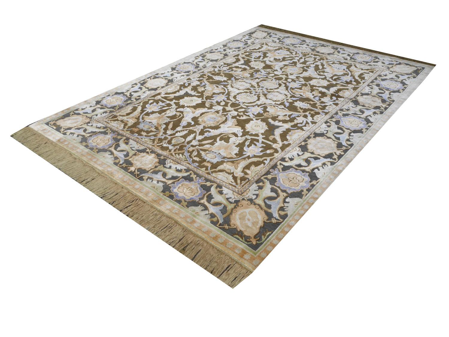 Polonaise-Teppich aus Seide und Wolle, antikes Isfahan-Design, maßgeschneiderte Größen im Angebot 1