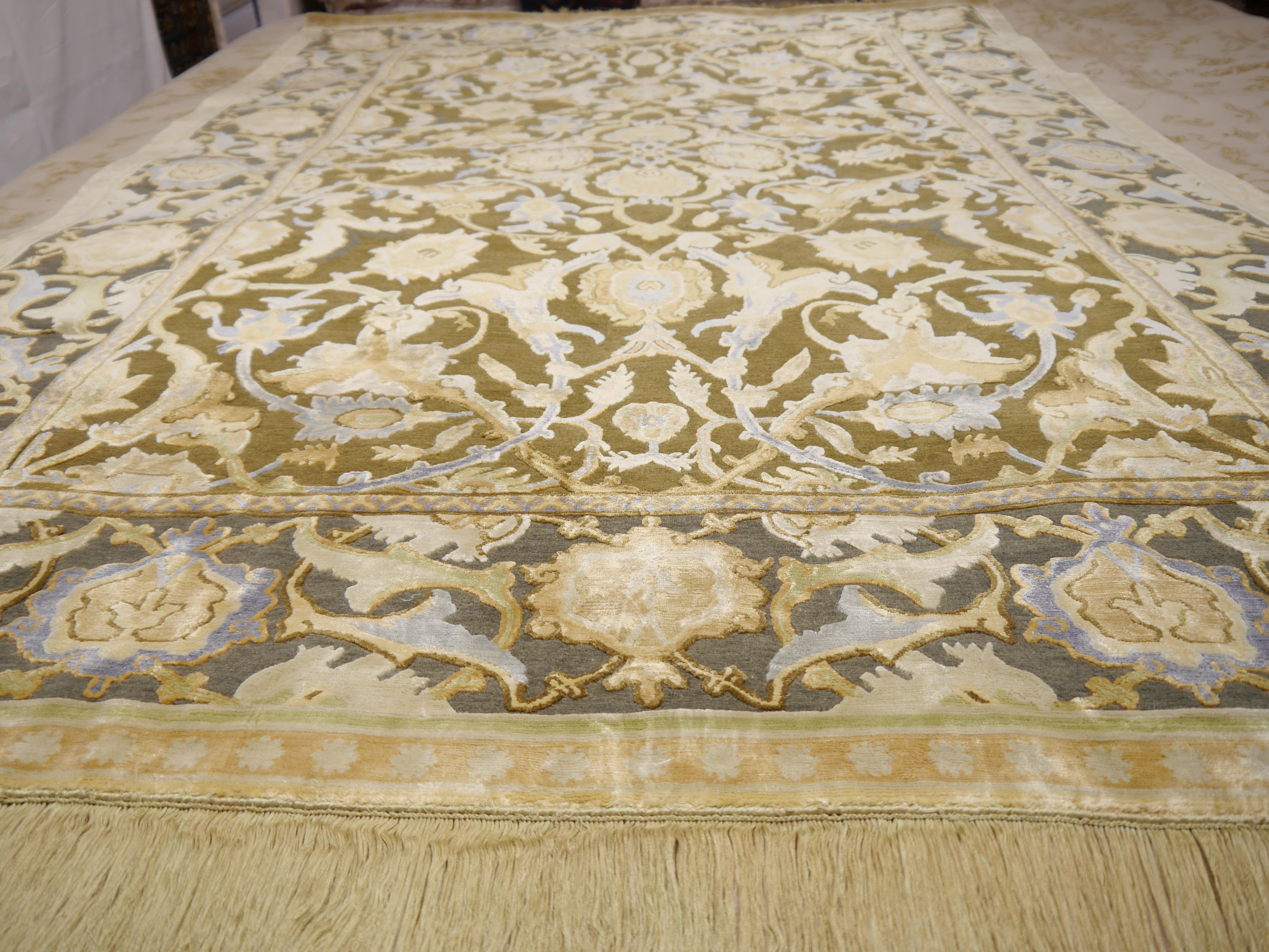 Hand-Knotted New Polonaise Rug Silk and Wool Antique Isfahan Design Bespoke Sizes