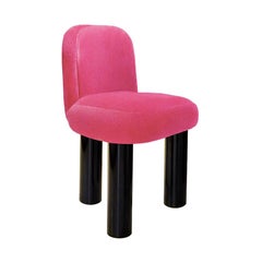 Organic Modern Fuchsia Velvet and Lacquered Legs Tate Dining Chair Handcrafted 