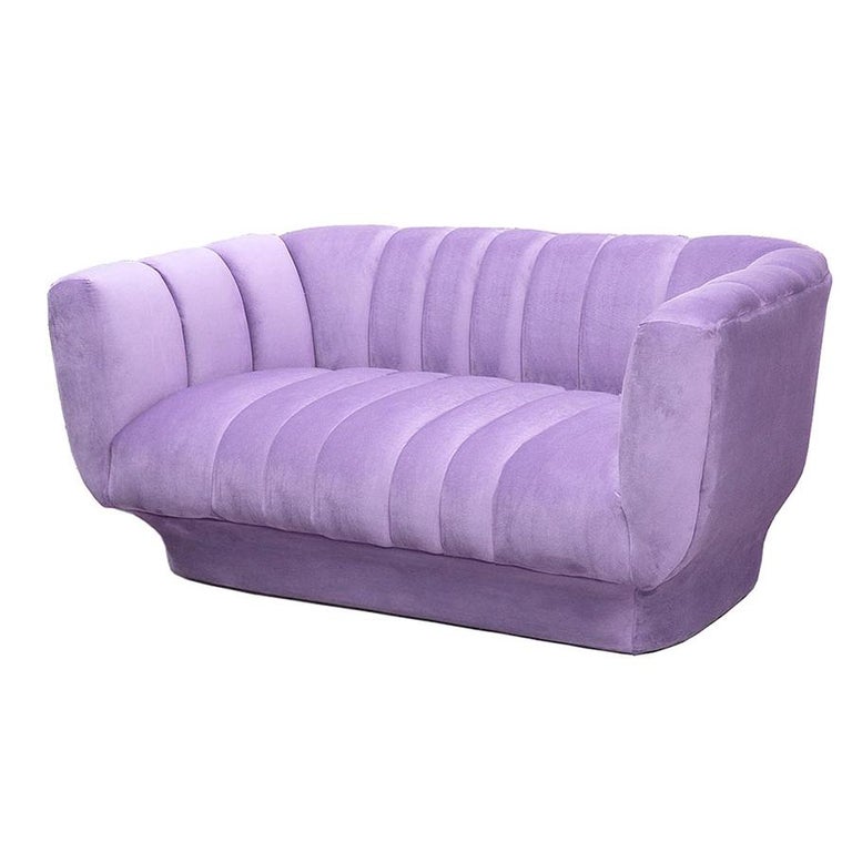 New Postmodern Style Purple Velvet Loveseat Sofa Beirut For Sale at 1stdibs