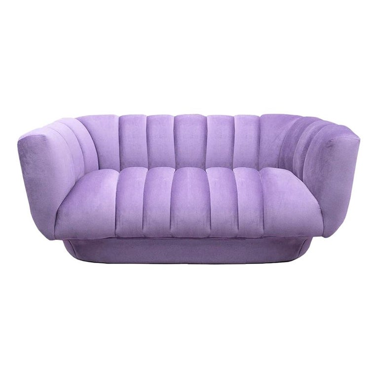 New Postmodern Style Purple Velvet Loveseat Sofa Beirut For Sale at 1stdibs