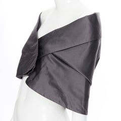 new PRADA 100% silk dark grey kimono collar off shoulder shawl cape